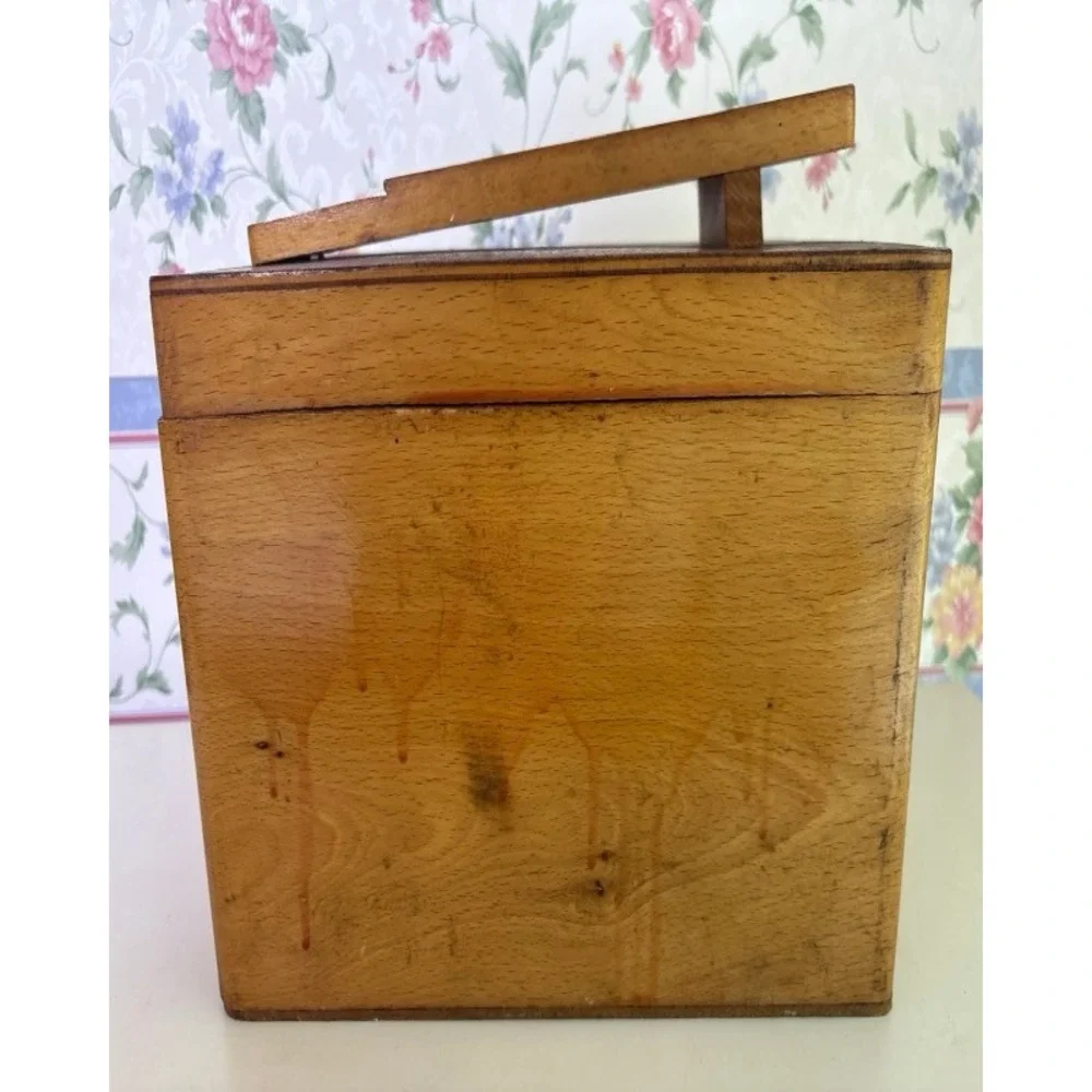 Vintage Handmade Wooden Shoe Shine Valet Box Slanted Footrest Storage Chest